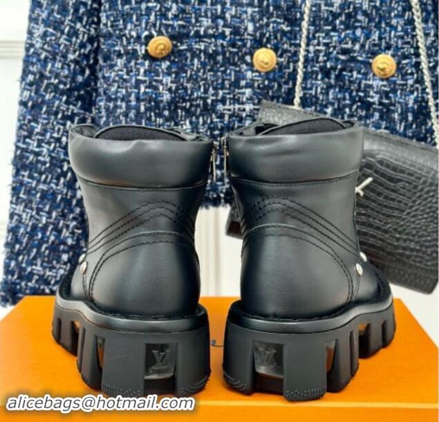 Charming Louis Vuitton LV Checker Ankle Boots in Black Leather 1014123