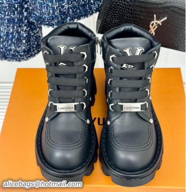 Charming Louis Vuitton LV Checker Ankle Boots in Black Leather 1014123