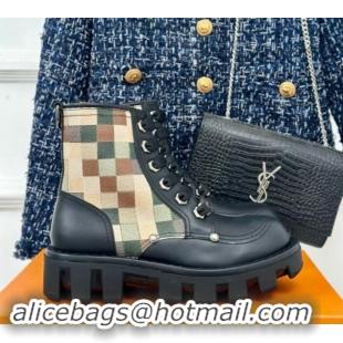 Good Quality Louis Vuitton LV Checker Ankle Boots in Damier Leather 1014125