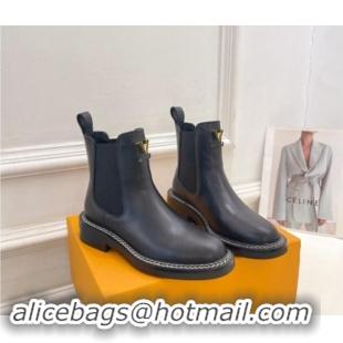 Pretty Style Louis Vuitton Chelsea Ankle Boots 3.5cm in Black Leather 1015001