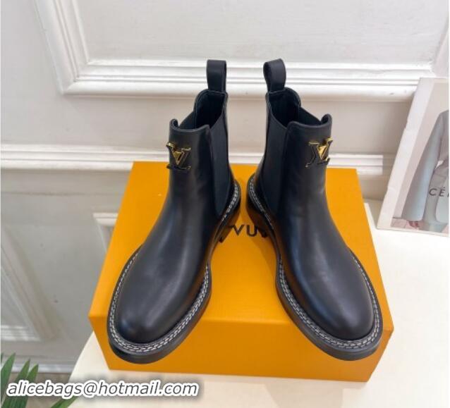 Pretty Style Louis Vuitton Chelsea Ankle Boots 3.5cm in Black Leather 1015001