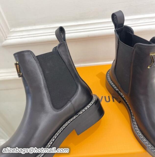 Pretty Style Louis Vuitton Chelsea Ankle Boots 3.5cm in Black Leather 1015001