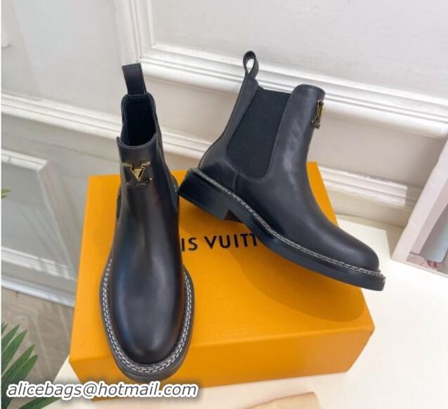 Pretty Style Louis Vuitton Chelsea Ankle Boots 3.5cm in Black Leather 1015001