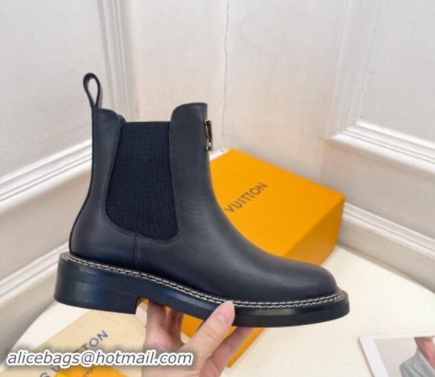 Pretty Style Louis Vuitton Chelsea Ankle Boots 3.5cm in Black Leather 1015001