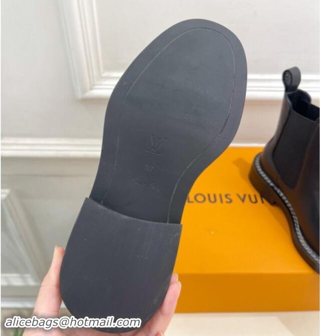 Pretty Style Louis Vuitton Chelsea Ankle Boots 3.5cm in Black Leather 1015001