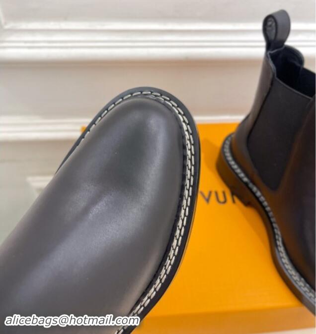 Pretty Style Louis Vuitton Chelsea Ankle Boots 3.5cm in Black Leather 1015001