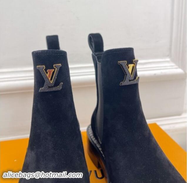 Durable Louis Vuitton Chelsea Ankle Boots 3.5cm in Suede Black 1015003