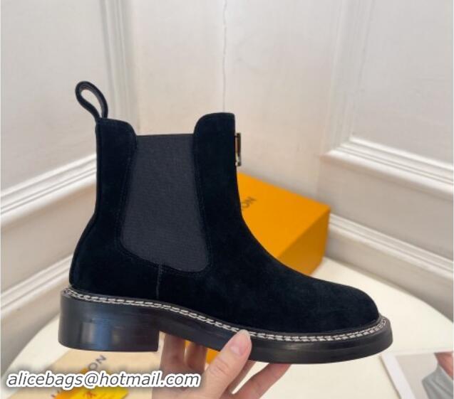 Durable Louis Vuitton Chelsea Ankle Boots 3.5cm in Suede Black 1015003