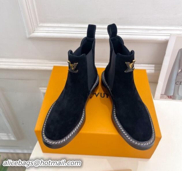 Durable Louis Vuitton Chelsea Ankle Boots 3.5cm in Suede Black 1015003