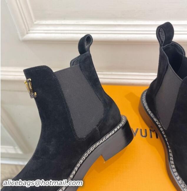 Durable Louis Vuitton Chelsea Ankle Boots 3.5cm in Suede Black 1015003