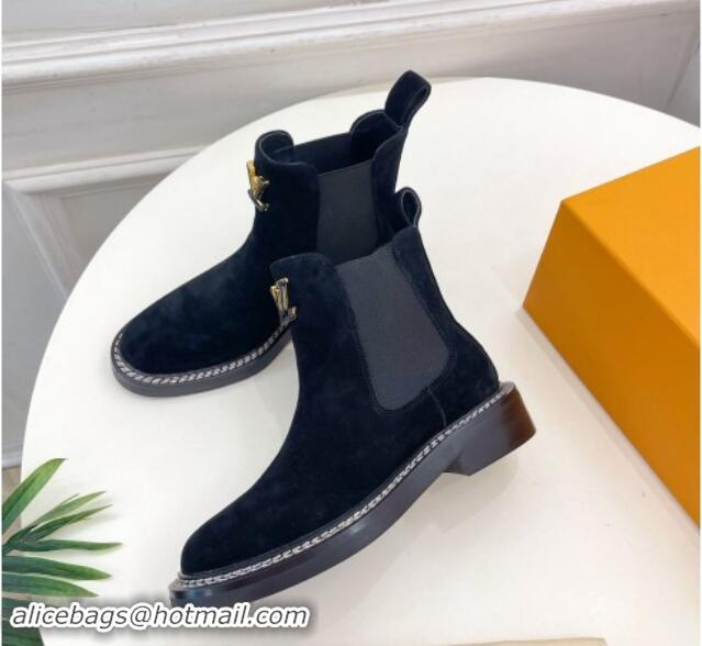 Durable Louis Vuitton Chelsea Ankle Boots 3.5cm in Suede Black 1015003