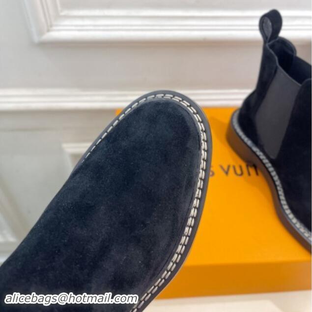 Durable Louis Vuitton Chelsea Ankle Boots 3.5cm in Suede Black 1015003