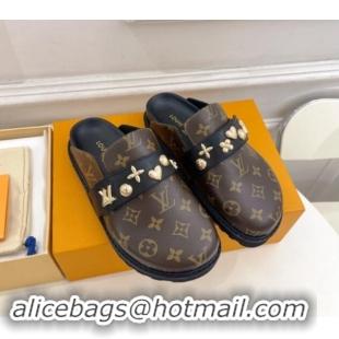 Buy Luxury Louis Vuitton LV Cosy Flat Comfort Clog Mules in Monogram Canvas with Logo Band 1015006