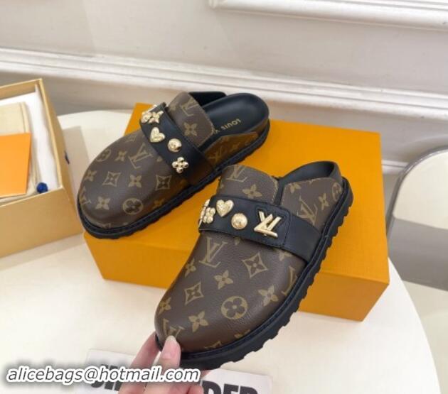 Buy Luxury Louis Vuitton LV Cosy Flat Comfort Clog Mules in Monogram Canvas with Logo Band 1015006