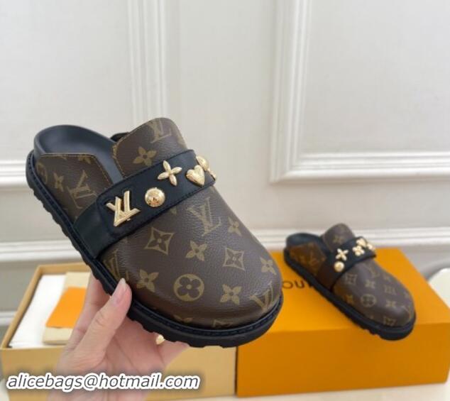 Buy Luxury Louis Vuitton LV Cosy Flat Comfort Clog Mules in Monogram Canvas with Logo Band 1015006