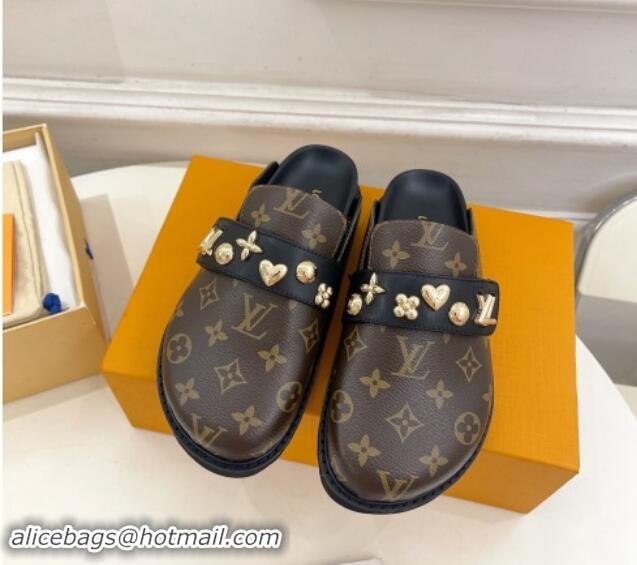 Buy Luxury Louis Vuitton LV Cosy Flat Comfort Clog Mules in Monogram Canvas with Logo Band 1015006