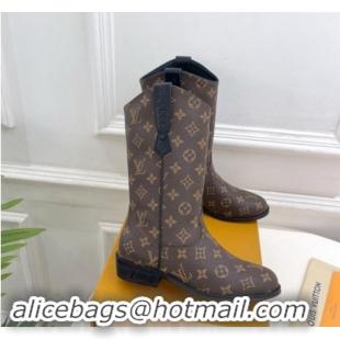 Buy Discount Louis Vuitton LV Rider Mid Boots 3cm in Monogram Canvas with Monogram Flowers Heel 1015010