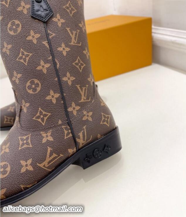 Buy Discount Louis Vuitton LV Rider Mid Boots 3cm in Monogram Canvas with Monogram Flowers Heel 1015010