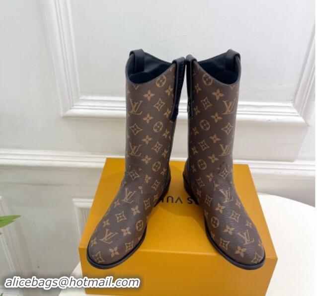 Buy Discount Louis Vuitton LV Rider Mid Boots 3cm in Monogram Canvas with Monogram Flowers Heel 1015010