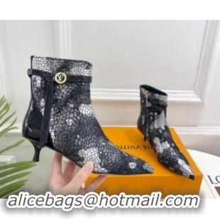 1:1 aaaaa Louis Vuitton Stellar Ankle Boots 4cm in Mohair Fur and Embossed Leather Black 1015014