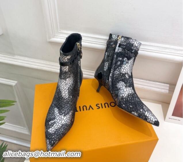 1:1 aaaaa Louis Vuitton Stellar Ankle Boots 4cm in Mohair Fur and Embossed Leather Black 1015014