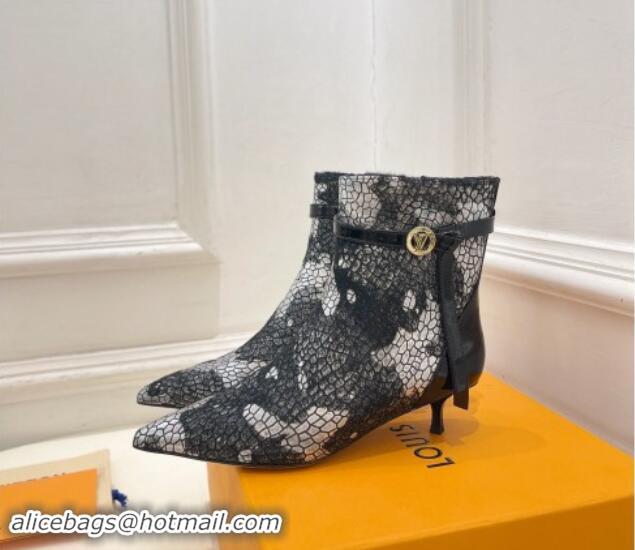 1:1 aaaaa Louis Vuitton Stellar Ankle Boots 4cm in Mohair Fur and Embossed Leather Black 1015014