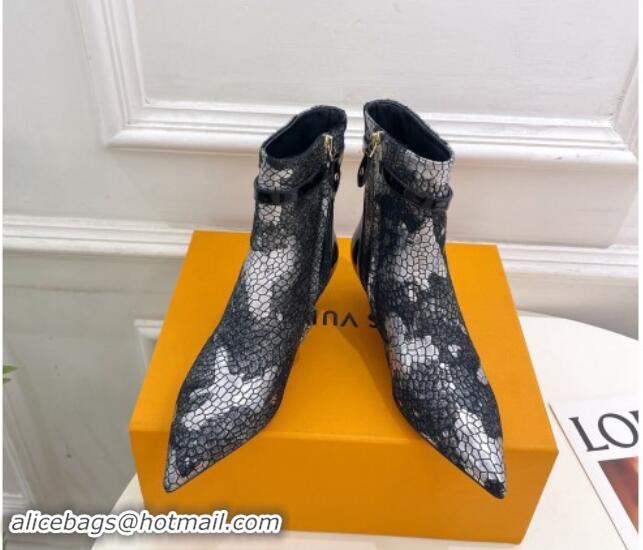 1:1 aaaaa Louis Vuitton Stellar Ankle Boots 4cm in Mohair Fur and Embossed Leather Black 1015014