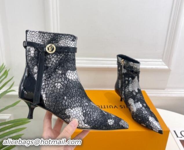 1:1 aaaaa Louis Vuitton Stellar Ankle Boots 4cm in Mohair Fur and Embossed Leather Black 1015014