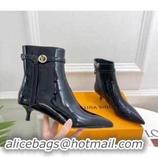 Unique Style Louis Vuitton Stellar Ankle Boots 4cm/7cm in Black Patent Leather 1015019