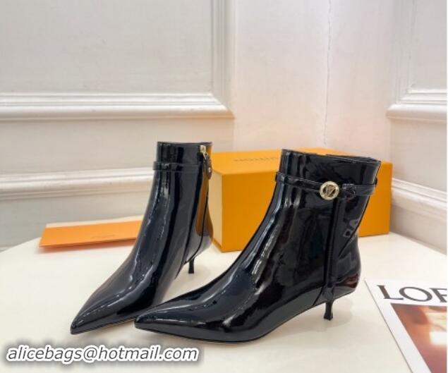 Unique Style Louis Vuitton Stellar Ankle Boots 4cm/7cm in Black Patent Leather 1015019