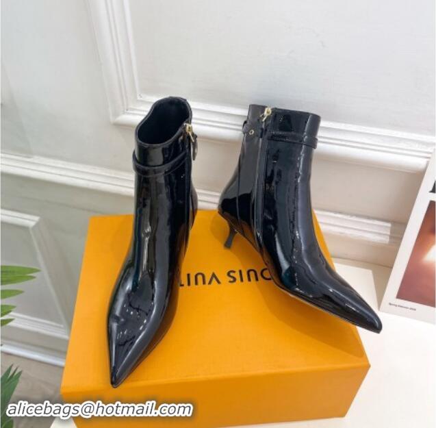 Unique Style Louis Vuitton Stellar Ankle Boots 4cm/7cm in Black Patent Leather 1015019