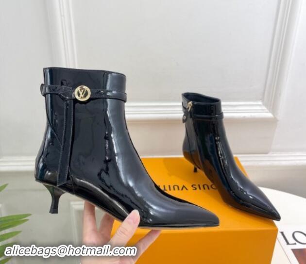 Unique Style Louis Vuitton Stellar Ankle Boots 4cm/7cm in Black Patent Leather 1015019