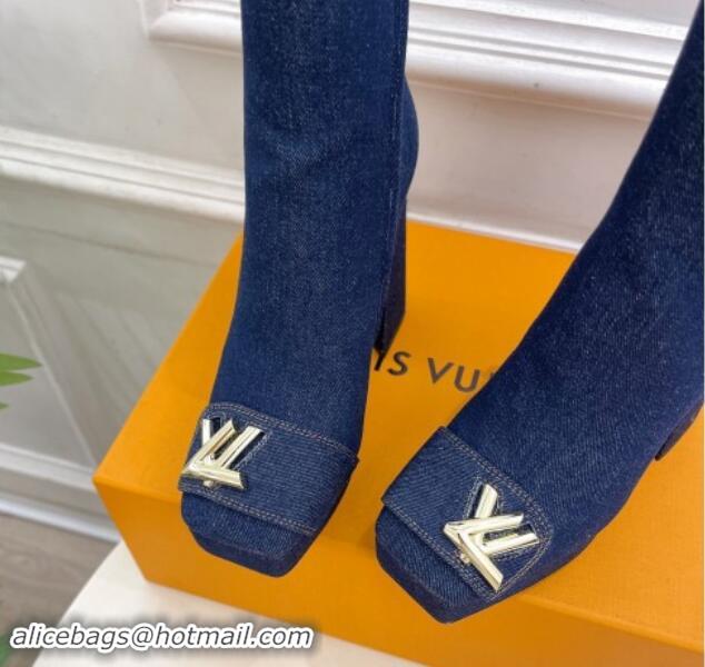 Good Looking Louis Vuitton Shake Platform Ankle Boots 12cm in Blue Denim 1015020