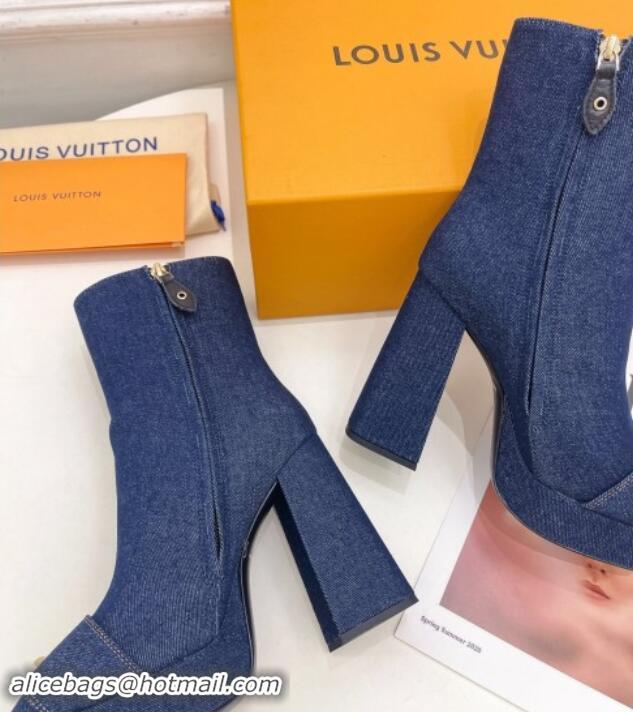 Good Looking Louis Vuitton Shake Platform Ankle Boots 12cm in Blue Denim 1015020