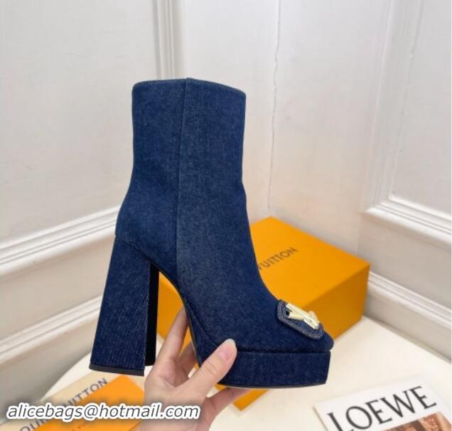 Good Looking Louis Vuitton Shake Platform Ankle Boots 12cm in Blue Denim 1015020