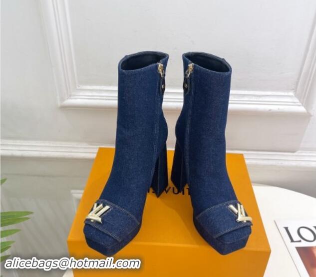 Good Looking Louis Vuitton Shake Platform Ankle Boots 12cm in Blue Denim 1015020