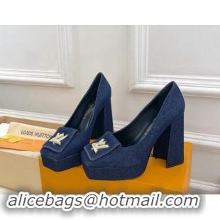 Top Quality Louis Vuitton Shake Platform Pumps 12cm in Blue Denim 1015024