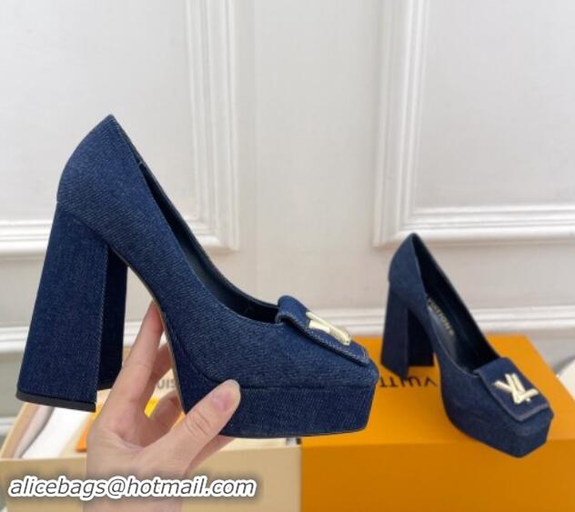 Top Quality Louis Vuitton Shake Platform Pumps 12cm in Blue Denim 1015024