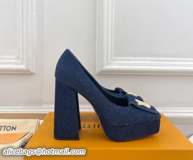 Top Quality Louis Vuitton Shake Platform Pumps 12cm in Blue Denim 1015024