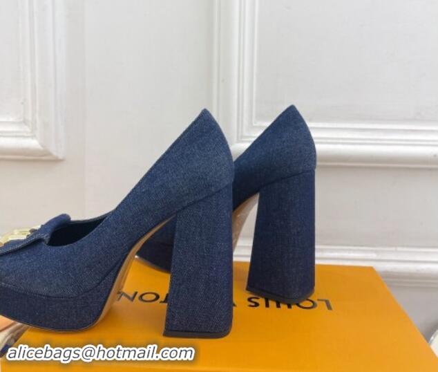 Top Quality Louis Vuitton Shake Platform Pumps 12cm in Blue Denim 1015024