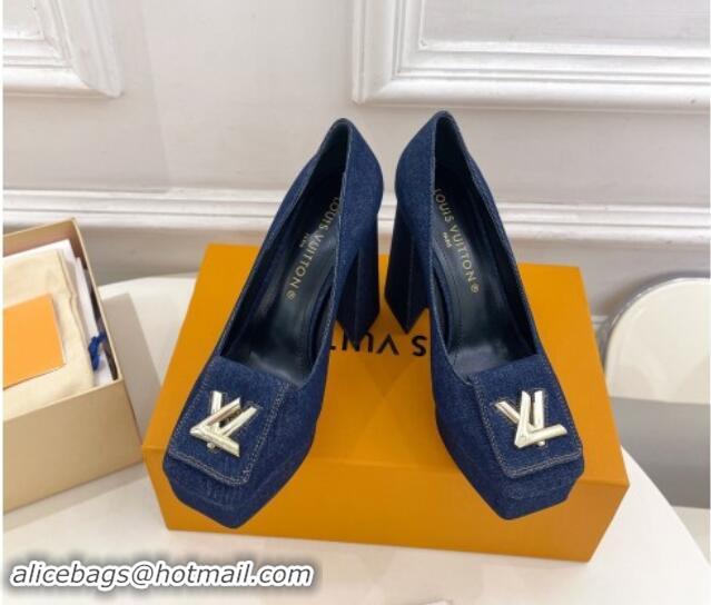 Top Quality Louis Vuitton Shake Platform Pumps 12cm in Blue Denim 1015024