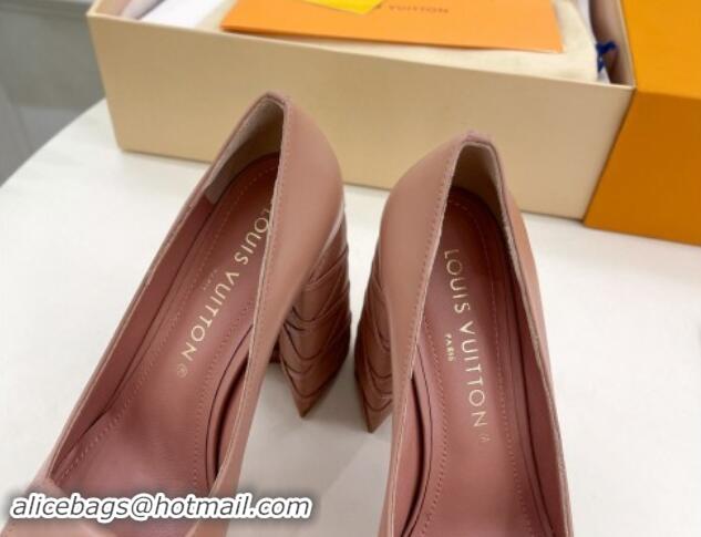 Good Quality Louis Vuitton Shake Platform Pumps 12cm in Pink Leather with Quilted Heel 1015026