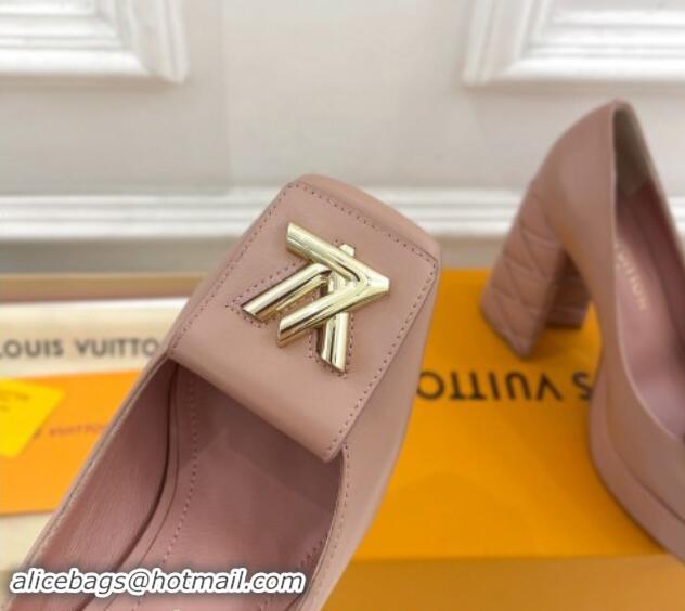 Good Quality Louis Vuitton Shake Platform Pumps 12cm in Pink Leather with Quilted Heel 1015026