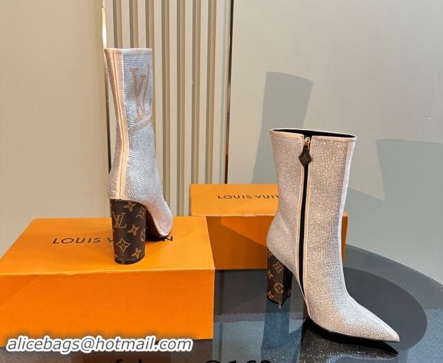 Luxurious Louis Vuitton Strass Heel Ankle Boots Nude 1015030