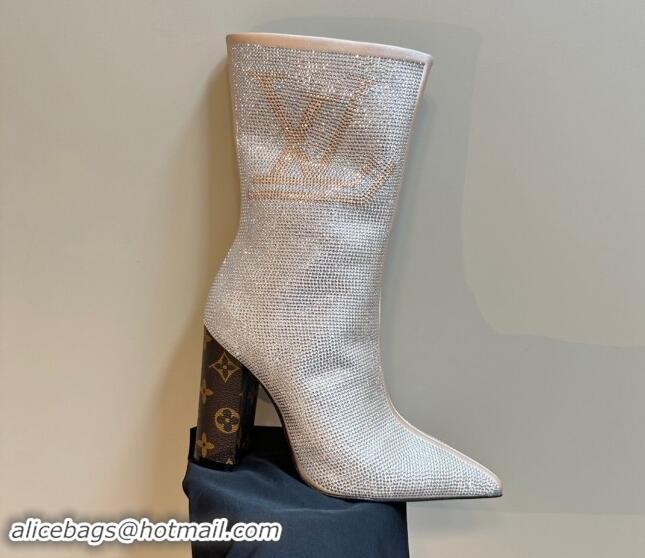 Luxurious Louis Vuitton Strass Heel Ankle Boots Nude 1015030