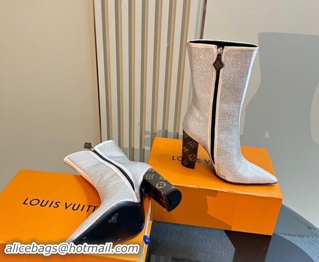 Luxurious Louis Vuitton Strass Heel Ankle Boots Nude 1015030