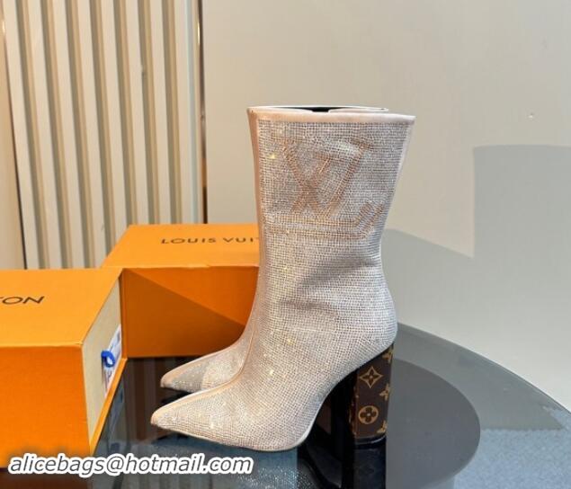 Luxurious Louis Vuitton Strass Heel Ankle Boots Nude 1015030