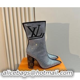 Good Looking Louis Vuitton Strass Heel Ankle Boots Black 1015032