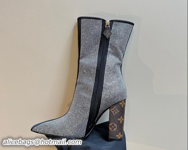 Good Looking Louis Vuitton Strass Heel Ankle Boots Black 1015032