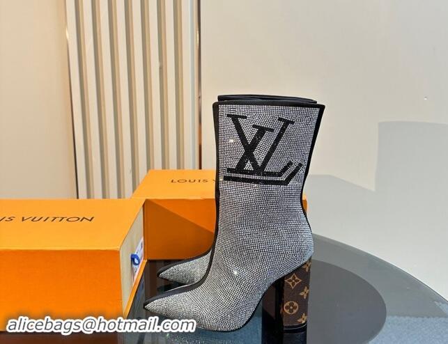 Good Looking Louis Vuitton Strass Heel Ankle Boots Black 1015032